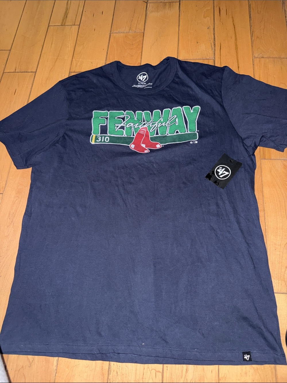 47 Navy Tee with Green and Red Front Graphic